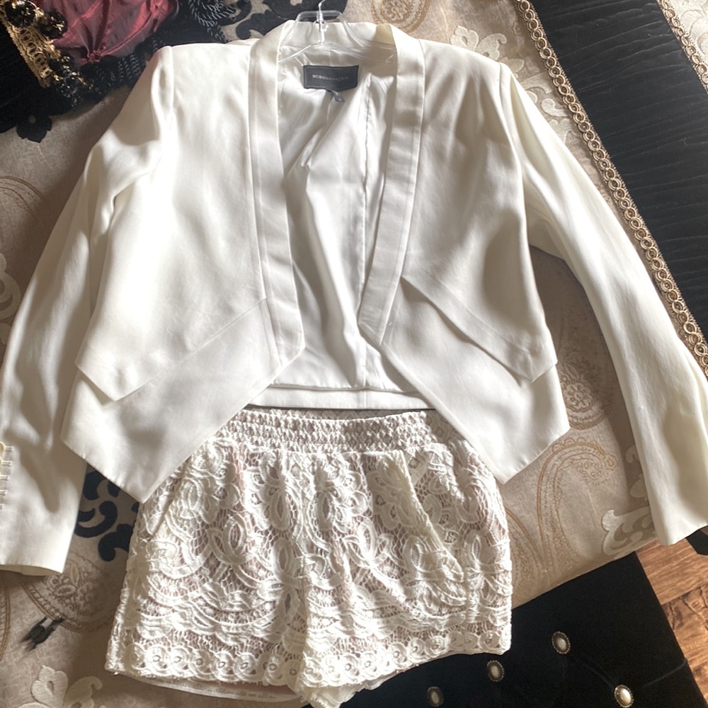 Cream blazer and short set